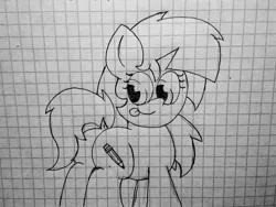 Size: 2560x1920 | Tagged: safe, artist:thebadbadger, derpibooru import, oc, oc:astatine, unofficial characters only, pony, unicorn, butt, graph paper, plot, solo, traditional art