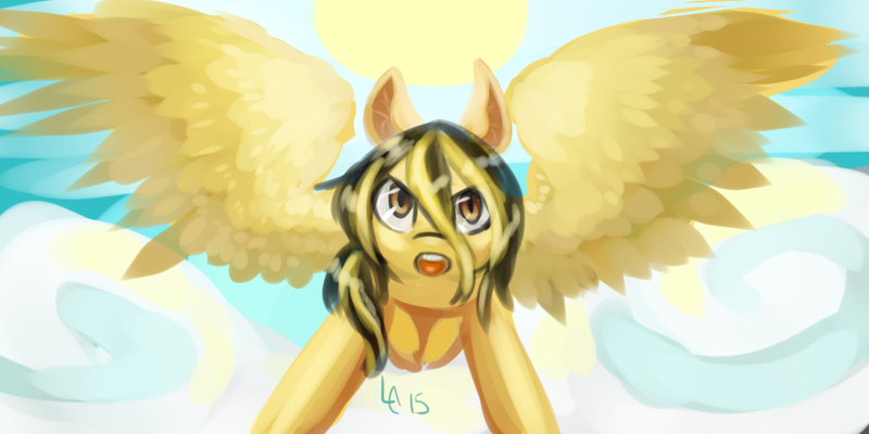 Size: 1000x500 | Tagged: safe, artist:lightningchaser13, artist:lightningchaserarts, derpibooru import, oc, oc:lightning chaser, pegasus, pony, brown eyes, digital art, painting, wings