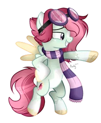 Size: 1280x1548 | Tagged: safe, artist:mintoria, derpibooru import, oc, oc:celestial star, pegasus, pony, base used, clothes, female, goggles, mare, scarf, simple background, solo, transparent background, two toned wings, wings