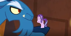 Size: 1280x659 | Tagged: safe, derpibooru import, edit, edited screencap, screencap, grogar, starlight glimmer, pony, unicorn, the beginning of the end, /mlp/, boop, glimmerposting, meme, self-boop