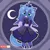 Size: 1200x1200 | Tagged: safe, artist:howxu, derpibooru import, princess luna, alicorn, anthro, chibi, clothes, crescent moon, crown, cute, daaaaaaaaaaaw, dress, female, hnnng, image, jewelry, looking at you, lunabetes, moon, patreon, patreon logo, png, regalia, s1 luna, solo, wings, woona, younger