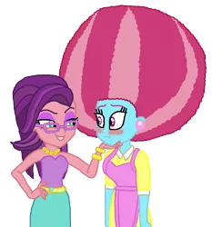 Size: 1820x1951 | Tagged: safe, artist:ktd1993, derpibooru import, cup cake, spoiled rich, equestria girls, afro, blushing, equestria girls-ified, female, glasses, infidelity, lesbian, shipping, spoiledcake