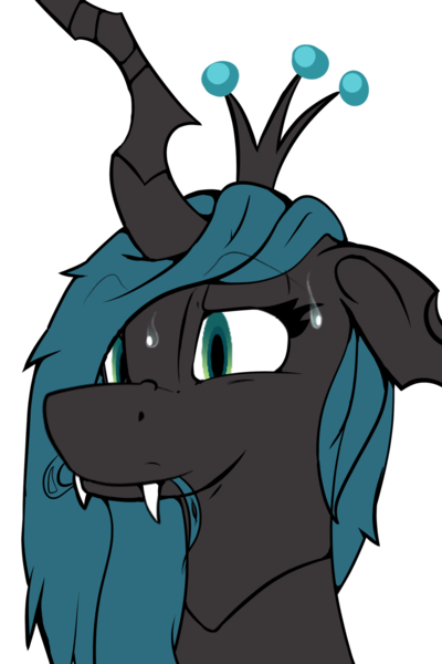 Size: 1280x1920 | Tagged: safe, artist:rene-owen, derpibooru import, queen chrysalis, changeling, bust, headcanon, png, simple background, transparent background, wip