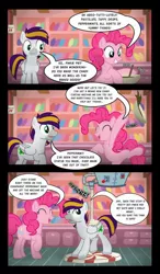 Size: 746x1280 | Tagged: suggestive, artist:icaron, derpibooru import, pinkie pie, oc, oc:sylvan, pony, caramel (food), comic, cute, dialogue, fetish, hot, magic, messy, petrification, show accurate, show accurate porn