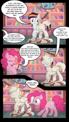 Size: 728x1280 | Tagged: suggestive, artist:icaron, derpibooru import, pinkie pie, oc, oc:sylvan, pony, caramel (food), comic, cute, dialogue, fetish, hot, magic, messy, petrification, show accurate, show accurate porn