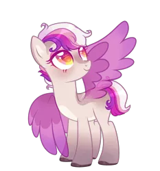 Size: 2445x2620 | Tagged: safe, alternate version, artist:lazuli, artist:zen-pie, derpibooru import, oc, oc:purple strings, unofficial characters only, angel pony, original species, pegasus, pony, angel, base used, bedroom eyes, bone, eyeshadow, female, makeup, mare, punk, shaved head, simple background, skull, skull and crossbones, solo, transparent background, wingding eyes