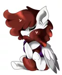 Size: 2500x3000 | Tagged: safe, artist:jxst-starly, derpibooru import, oc, oc:graph travel, unofficial characters only, pegasus, pony, clothes, eyes closed, female, freckles, hug, mare, smiling, solo, tail hug, vest