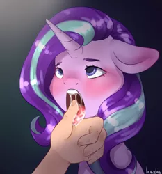 Size: 2000x2150 | Tagged: suggestive, artist:labglab, derpibooru import, starlight glimmer, oc, oc:anon, pony, unicorn, finger in mouth, rcf community, reformed starlight, solo, tongue holding, tongue out