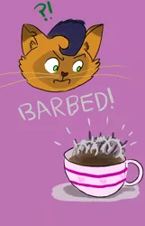 Size: 900x1400 | Tagged: annoyed, artist:horsesplease, barbed, barbed wire, capper dapperpaws, cup, derpibooru import, food, innuendo, my little pony: the movie, paint tool sai, pun, safe, surprised, tea, teacup