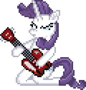 Size: 300x315 | Tagged: safe, artist:8-bitbrony, derpibooru import, rarity, pony, honest apple, eyes closed, female, guitar, guitarity, kneeling, mare, metal as fuck, musical instrument, pixel art, rock and roll, simple background, transparent background