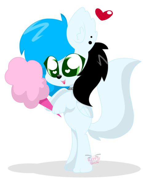 Size: 3032x3808 | Tagged: safe, artist:kittyrosie, derpibooru import, oc, oc:icefluff, unofficial characters only, hybrid, wolf, wolf pony, cotton candy, female, mare, paws, simple background, solo, transparent background, watermark