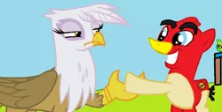Size: 1024x522 | Tagged: safe, artist:ghostbustersmaniac, derpibooru import, gilda, ponified, gryphon, pig, pony, 1000 hours in ms paint, angry birds, crossover, red bird