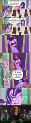 Size: 604x2375 | Tagged: safe, derpibooru import, edit, edited screencap, screencap, spike, starlight glimmer, twilight sparkle, twilight sparkle (alicorn), alicorn, dragon, pony, unicorn, the beginning of the end, batman v superman: dawn of justice, burn, checklist, clothes, comic, facehoof, floppy ears, hyperventilating, jacket, lex luthor, nostalgia critic, office, paper bag, school of friendship, screencap comic, trevor mueller, twilighting, winged spike