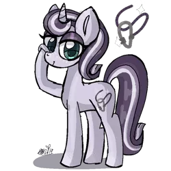 Size: 768x768 | Tagged: safe, artist:awoomarblesoda, derpibooru import, oc, oc:sylvia glisten, pony, unicorn, female, magical lesbian spawn, mare, offspring, parent:maud pie, parent:starlight glimmer, parents:starmaud, simple background, solo, transparent background