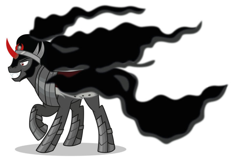 Size: 7438x5000 | Tagged: safe, artist:dragonchaser123, derpibooru import, king sombra, pony, umbrum, unicorn, the beginning of the end, absurd resolution, cape, clothes, male, simple background, smiling, smirk, smoke, solo, stallion, transparent background, vector