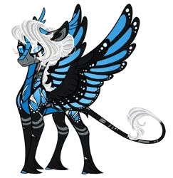 Size: 1500x1544 | Tagged: safe, artist:australian-senior, derpibooru import, oc, oc:wheatley invictus, unofficial characters only, alicorn, pegasus, pony, winged kirin, kirindos, alternate universe, blind eye, blue eyes, blue sclera, colored hooves, colored sclera, eye scar, image, leonine tail, png, portal (valve), scar, solo, wheatley