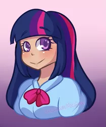 Size: 543x651 | Tagged: safe, artist:mocaangel, derpibooru import, twilight sparkle, human, equestria girls, bust, colored pupils, cute, eye sparkles, female, gradient background, humanized, solo, twiabetes, wingding eyes