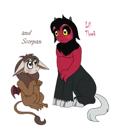 Size: 4246x4423 | Tagged: artist:chibi-n92, blushing, brothers, cute, derpibooru import, diascorpes, duo, floppy ears, lord tirek, male, safe, scorpan, siblings, simple background, tirebetes, transparent background, younger