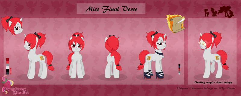 Size: 6894x2744 | Tagged: safe, artist:raspberrystudios, derpibooru import, oc, oc:miss final verse, unofficial characters only, pony, unicorn, bow, clothes, commission, cutie mark, height difference, high heels, reference sheet, shoes, smiling, smirk