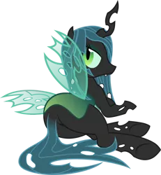 Size: 860x929 | Tagged: artist:sunran80, bugbutt, butt, changeling, changeling queen, derpibooru import, female, lidded eyes, looking at you, looking back, looking back at you, lying down, missing accessory, plot, queen chrysalis, sexy, show accurate, simple background, smiling, solo, solo female, suggestive, sultry pose, .svg available, transparent background, vector