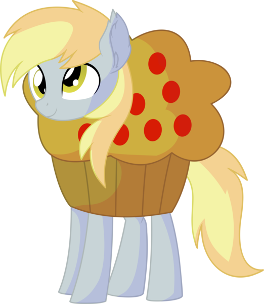 Size: 6153x7078 | Tagged: safe, artist:cyanlightning, derpibooru import, derpy hooves, pegasus, pony, .svg available, absurd resolution, clothes, costume, cross-eyed, cute, derpabetes, ear fluff, female, food, food costume, mare, muffin, simple background, solo, transparent background, vector