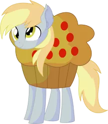 Size: 6153x7078 | Tagged: safe, artist:cyanlightning, derpibooru import, derpy hooves, pegasus, pony, .svg available, absurd resolution, clothes, costume, cross-eyed, cute, derpabetes, ear fluff, female, food, food costume, mare, muffin, simple background, solo, transparent background, vector