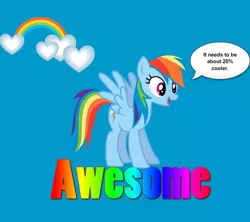 Size: 900x798 | Tagged: safe, derpibooru import, rainbow dash, pony, 20% cooler, awesome, blue background, rainbow, simple background, sky, solo, spread wings, talking, wings