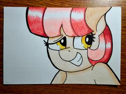 Size: 2560x1920 | Tagged: safe, artist:thebadbadger, derpibooru import, oc, oc:rosie roulette, pony, solo, style emulation, traditional art