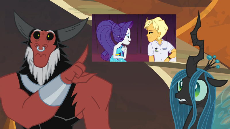 Size: 1920x1080 | Tagged: safe, derpibooru import, edit, edited screencap, screencap, lord tirek, queen chrysalis, ragamuffin (equestria girls), rarity, centaur, changeling, changeling queen, equestria girls, equestria girls series, spring breakdown, the beginning of the end, spoiler:eqg series (season 2), 3:, cute, cutealis, exploitable meme, female, flick, floppy ears, former queen chrysalis, frown, gritted teeth, male, meme, pointing, ponytail, rarimuffin, reaction image, shipping, shipping fuel, shocked, straight, surprised, template, tirebetes, wavy mouth, wide eyes