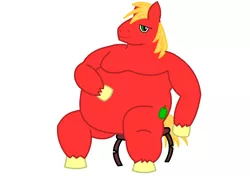 Size: 1280x900 | Tagged: artist needed, safe, derpibooru import, big macintosh, pony, 1000 hours in ms paint, belly, bhm, big belly, bigger macintosh, fat, furniture abuse, male, moobs, rolls of fat, solo