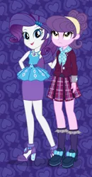 Size: 632x1212 | Tagged: source needed, safe, artist:themexicanpunisher, derpibooru import, rarity, suri polomare, equestria girls, equestria girls series, armpits, clothes, crystal prep academy uniform, dress, female, headband, high heels, legs, lesbian, pencil skirt, school uniform, shipping, shoes, skirt, socks, surity