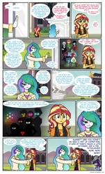 Size: 836x1388 | Tagged: safe, artist:crydius, derpibooru import, princess celestia, sci-twi, sunset shimmer, tempest shadow, twilight sparkle, oc, oc:crydius, oc:eldritch, human, vampire, comic:meet the princesses, equestria girls, equestria girls series, adventure time, angry, catra, chara, crona, dagger, electricity, elements of disharmony, female, glowing eyes, glowing scar, lapis lazuli (steven universe), lord dominator, male, marshall lee, peridot (steven universe), pointed ears, ponytail, soldier, soul eater, steven universe, team fortress 2, undertale, wander over yonder, weapon