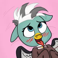 Size: 512x512 | Tagged: artist needed, suggestive, derpibooru import, oc, oc:duk, bird, duck, duck pony, pegasus, pony, ahegao, blushing, collar, cute, drool, lashtada be praised, leash, offscreen character, open mouth, pegaduck, quack, quak, tongue out