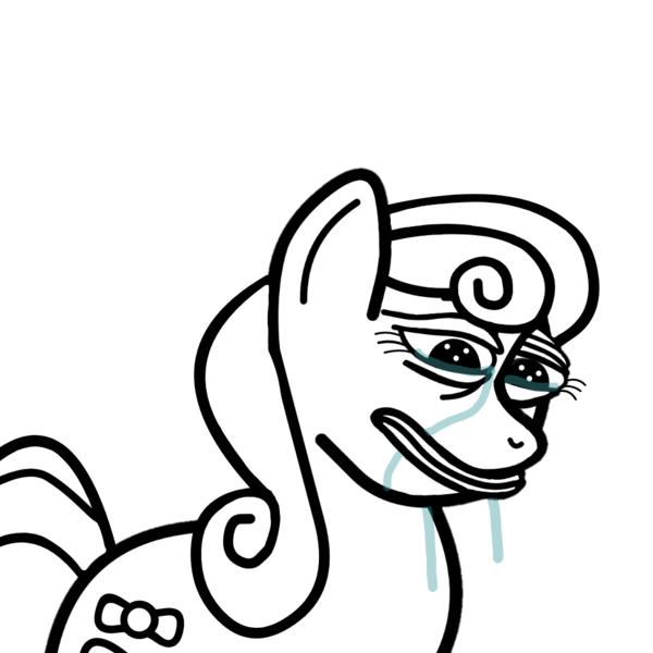 Size: 983x983 | Tagged: safe, alternate version, artist:gamedevanon, derpibooru import, edit, pony, feels bad man, meme, monochrome, pepe the frog, rare pepe, reaction image, simple background, white background