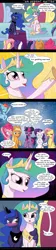 Size: 700x3127 | Tagged: safe, artist:deusexequus, derpibooru import, applejack, fluttershy, pinkie pie, princess celestia, princess luna, rainbow dash, rarity, twilight sparkle, twilight sparkle (alicorn), alicorn, earth pony, pegasus, pony, unicorn, the beginning of the end, blushing, comic, female, hoof shoes, hug, implied lesbian, implied shipping, implied twilestia, incest, lesbian, mane six, mare, one sided shipping, prank, princest, shipping, winghug