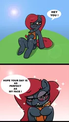 Size: 762x1354 | Tagged: safe, artist:n-o-n, derpibooru import, oc, oc:jessi-ka, unofficial characters only, earth pony, pony, comic, dominatrix, fabulous, female, glasses, looking at you, mare, reading, solo, sunbathing