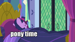 Size: 1920x1080 | Tagged: safe, derpibooru import, edit, edited screencap, screencap, fluttershy, twilight sparkle, twilight sparkle (alicorn), alicorn, pony, a health of information, animated, bed, bedroom, caption, crazy face, duo, faic, floppy ears, gif, gifs.com, good morning, image macro, in-universe pegasister, meme, morning, morning ponies, pony time, text, time for ponies, twilight's castle, wake up