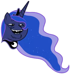 Size: 4000x4300 | Tagged: safe, derpibooru import, edit, editor:lyinx, princess luna, alicorn, pony, absurd resolution, female, head, horn, looking away, mare, meme, rage face, simple background, transparent background, trollbait, trollface, trolluna, vector