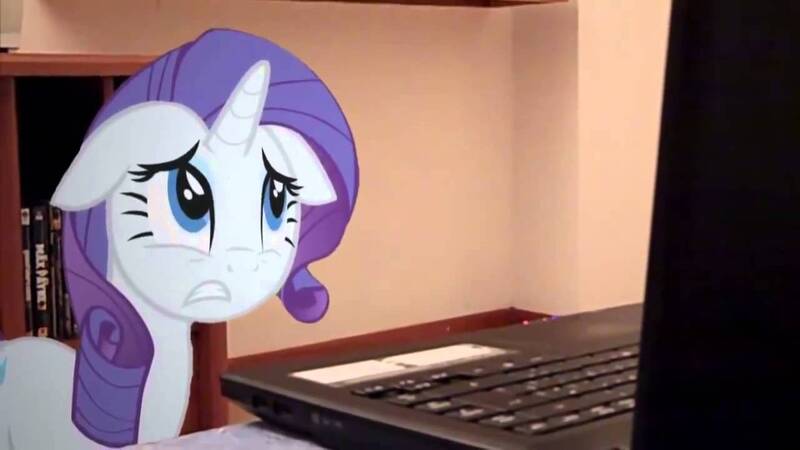 Size: 1280x720 | Tagged: safe, derpibooru import, rarity, pony, computer, floppy ears, irl, laptop computer, looking, photo, ponies in real life, solo