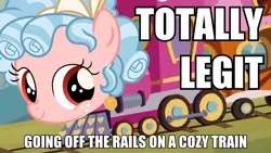 Size: 1280x720 | Tagged: safe, artist:dwk, derpibooru import, cozy glow, pony, totally legit recap, totally legit, train, wat