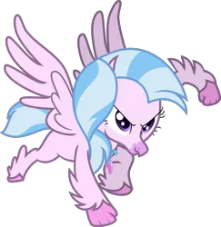 Size: 5521x5684 | Tagged: absurd resolution, artist:digimonlover101, badass, classical hippogriff, derpibooru import, female, hippogriff, inkscape, safe, silverstream, simple background, solo, superhero landing, that was fast, transparent background, uprooted, vector