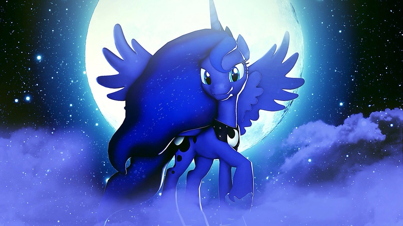 Size: 2560x1440 | Tagged: safe, artist:aeridiccore, derpibooru import, princess luna, pony, 3d, moon, photoshop, solo, source filmmaker