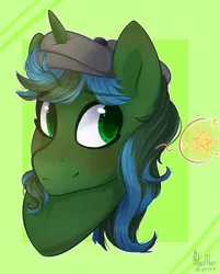 Size: 486x604 | Tagged: safe, artist:hiloumuns, derpibooru import, oc, oc:rc, unofficial characters only, pony, unicorn, bust, hat, portrait, stars