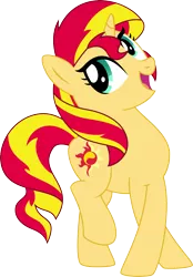 Size: 2083x3000 | Tagged: safe, artist:midnight-st4r, derpibooru import, sunset shimmer, pony, unicorn, crossed hooves, cute, female, looking at something, mare, open mouth, shimmerbetes, simple background, smiling, solo, transparent background, vector