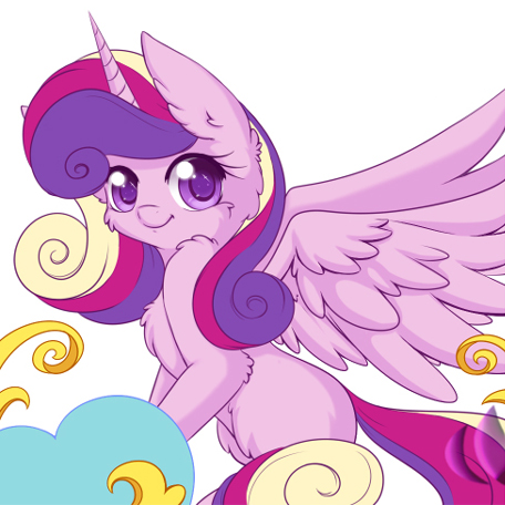 Size: 456x456 | Tagged: safe, artist:raininess, derpibooru import, edit, princess cadance, alicorn, pony, chibi, cropped, cute, cutedance, female, fluffy, looking at you, mare, missing cutie mark, simple background, solo, spread wings, white background, wings, wip