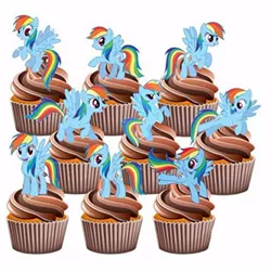 Size: 450x450 | Tagged: safe, derpibooru import, rainbow dash, pony, chocolate, cupcake, dashstorm, food, muffin, multeity, my little pony, stock vector