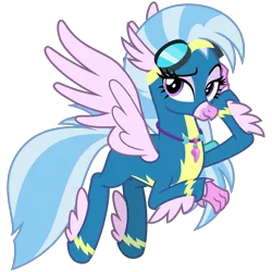 Size: 3000x3000 | Tagged: adorasexy, alternate hairstyle, artist:cheezedoodle96, classical hippogriff, clothes, cute, derpibooru import, diastreamies, dream sequence, feathered fetlocks, female, flying, goggles, hippogriff, hippogriff wonderbolt, jewelry, lidded eyes, looking at you, necklace, non-pegasus wonderbolt, raised eyebrow, safe, scene interpretation, sexy, silverstream, simple background, smiling, smirk, solo, spread wings, svg, .svg available, transparent background, uniform, uprooted, vector, wings, wonderbolt silverstream, wonderbolts uniform