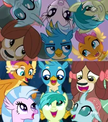 Size: 1900x2144 | Tagged: safe, derpibooru import, screencap, gallus, ocellus, sandbar, silverstream, smolder, yona, changedling, changeling, dragon, earth pony, gryphon, hippogriff, pony, yak, friendship university, uprooted, comparison, cute, diaocelles, diastreamies, gallabetes, grin, happy, lidded eyes, looking down, looking up, open mouth, sandabetes, sideways glance, smiling, smirk, smolderbetes, squee, student six, the place where we belong, yonadorable