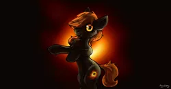 Size: 1714x900 | Tagged: safe, artist:amy-gamy, derpibooru import, ponified, black hole pony, earth pony, pony, bipedal, black hole, looking at you, messier 87, rearing, smiling, solo