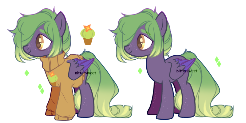 Size: 3200x1600 | Tagged: safe, artist:biitt, derpibooru import, oc, oc:cactus, pegasus, pony, clothes, female, mare, simple background, solo, sweater, transparent background, two toned wings, wings